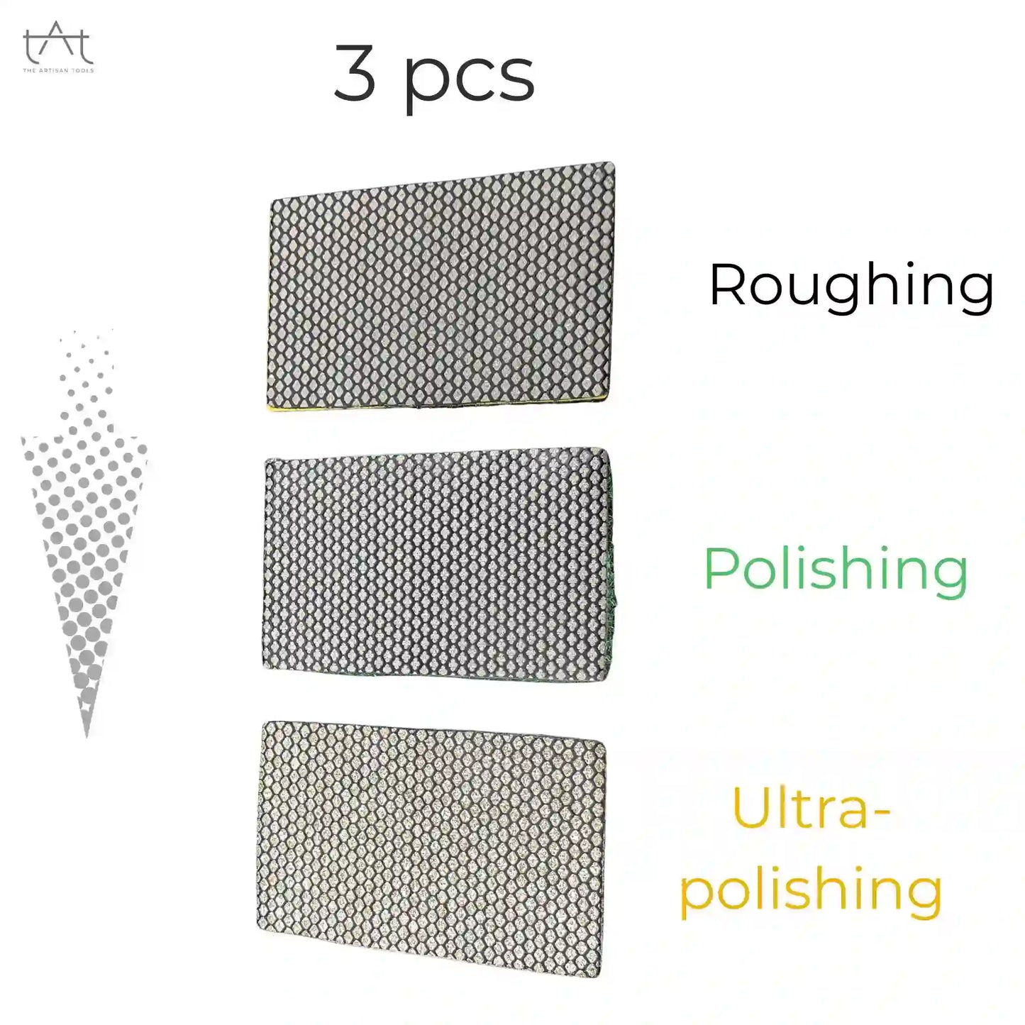Set of 3 diamond sanding sheets